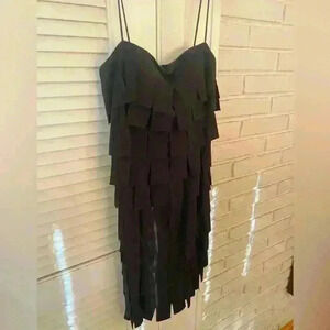 JS Collections Cocktail Dress Ruffles Mini Womens Size 4 little black dress